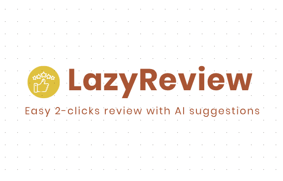 LazyReview logo with a restaurant background